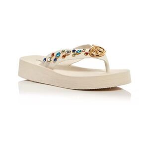 Jeffrey Campbell Iconics Womens Slip On Platform Flip Flop Sandals White Size 8